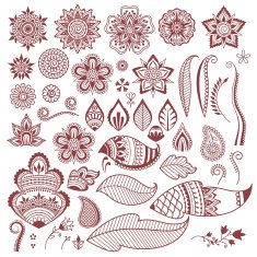 Mehndi henna tattoo flowers and leaves