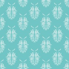 Pattern with abstract elements on turquoise background