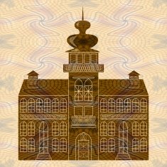 Old baroque castle building on textured background