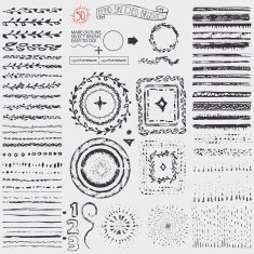 Doodle pattern brushes wreath frame burst Black N2