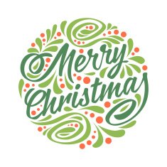 Holidays greeting card with a calligraphic lettering Merry chri