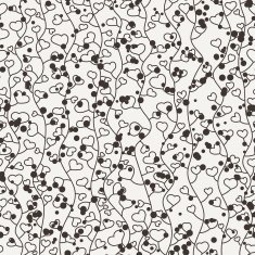 Seamless vector floral pattern of curved vines with hearts