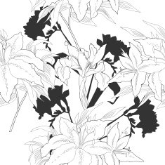 Black and white seamless pattern with flowers-06