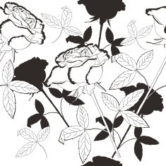 Black and white seamless pattern with flowers-05