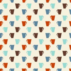 Retro colored coffee cups pattern N2