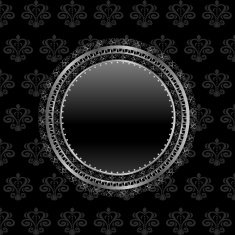 heraldic circle shield on floral background