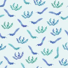 Algae seamless pattern in watercolor