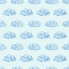 Clouds seamless pattern in watercolor