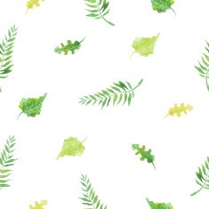 Green leafs seamless pattern in watercolor N4