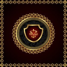 golden floral frame with heraldic elements