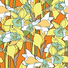 Seamless pattern with narcissus flowers N3