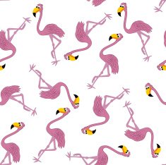 Seamless Funny Cartoon Flamingo N2