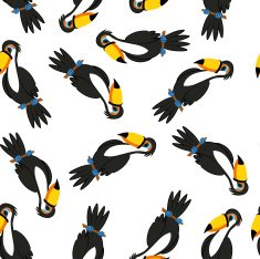 Seamless Funny Cartoon Toucan N2