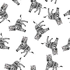 Seamless Funny Cartoon Zebra