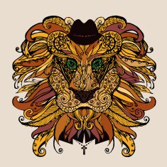 Vector illustration patterned head of the lion N3