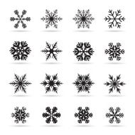 Set of black snowflakes Collection icons