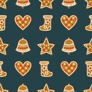 Winter holiday vector design - bell Xmas stocking star heart