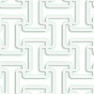 White 3D with colors T rounded shapes green layering