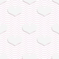 White 3D with colors hearts on pink waves