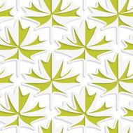 White 3D with colors green maple leaves