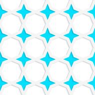 White 3D with colors blue stars