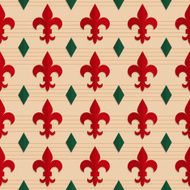 Retro fold red Fleur-de-lis and green diamonds
