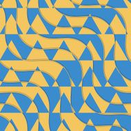 Retro 3D yellow and blue waves with cut out triangles