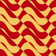 Retro 3D red yellow overlaying waves
