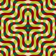 Retro 3D red green and yellow overlapping waves