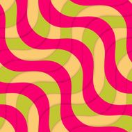 Retro 3D magenta green overlapping waves