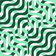 Retro 3D green wavy squares