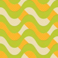 Retro 3D green waves with orange stripes