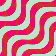 Retro 3D green waves overlapping red circles