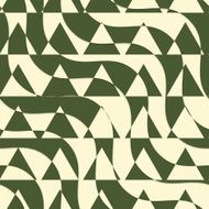 Retro 3D green and yellow cut out waves with triangles