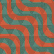 Retro 3D green and brown diagonal waves