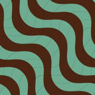 Retro 3D diagonal green and brown waves