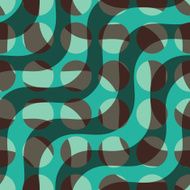Retro 3D circles and overlapping green waves