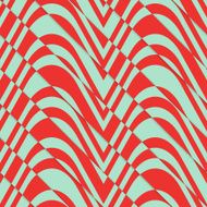 Retro 3D bulging red and green waves diagonally cut