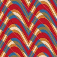 Retro 3D bulging red and blue waves diagonally cut
