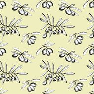 Seamless pattern with hand drawn olive branches
