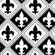 Black and white alternating Fleur-de-lis with dotted squares