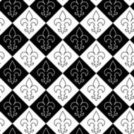 Black and white alternating Fleur-de-lis contoured