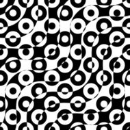 Black and white alternating diagonal waves with donuts