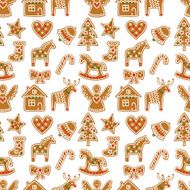 Seamless pattern with varied Christmas gingerbread cookies