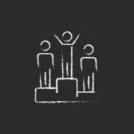 Winners on the podium icon drawn in chalk N2