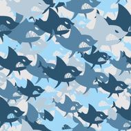 Shark military seamless pattern Army background of fish Soldie N2