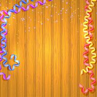 Festive serpentine and star on a wooden background Vector