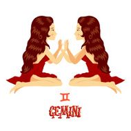 Astrological zodiac sign Gemini Isolated vector illustration on white background N2