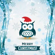 Template Christmas greeting card with a owl vector