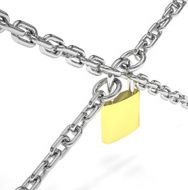 Padlock and chain isolated on white background